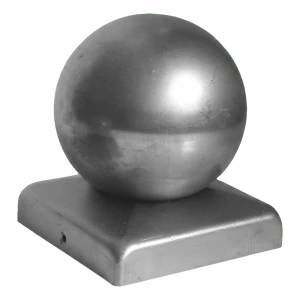 Galvaniseret stål hegnskasket 40×40 mm med dekorativ kugle ø 40