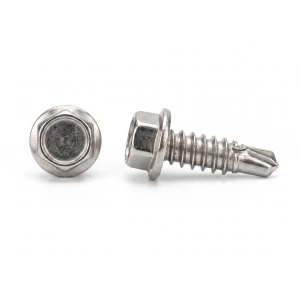 Selvborende skrue DIN 7504 K 4,8x19 mm A2. Sekskantshoved med flange, pakke med 500 stk.