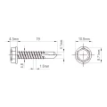 Selvborende skrue DIN 7504 K 4,8x19 mm – rustfrit stål A2, sekskantshoved med flange 001-923 (2)