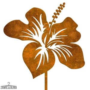Havepæl – havdekoration Hibiskus i corten-stål 19×97 cm