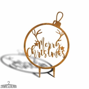 Zawieszalnia – havepynt Julekugle Merry Christmas XL 77 cm i corten stål