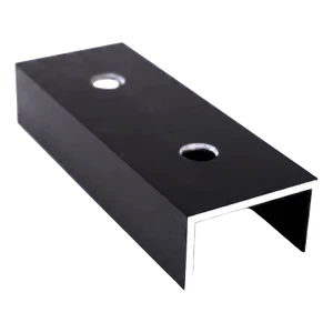 PV-monteringsprofilforbinder, sort anodiseret aluminium, 120 mm U-profil 25×45
