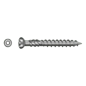 Terrasseskrue rustfri A2 TX25 5,0×40 mm – hoved med fræseribber – karton med 100 stk.