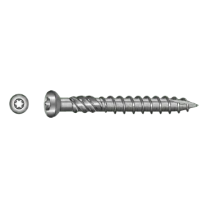 Terrasseskrue rustfri A2 TX25 5,0×50 mm – hoved med fræseribber – karton med 100 stk.