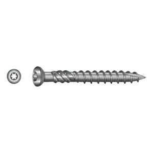 Terrasseskrue rustfri A2 TX25 5,0×70 mm – hoved med fræseribber – karton med 100 stk.