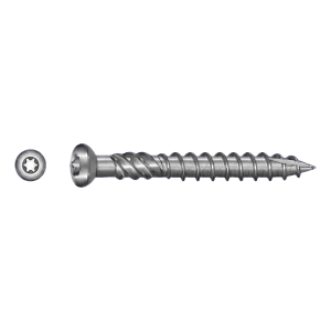 Terrasseskrue rustfri C1 (AISI 410) TX25 5,0×50 mm – hoved med fræseribber – karton med 100 stk.
