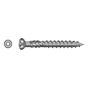 Terrasseskrue rustfri C1 (AISI 410) TX25 5,0×60 mm – hoved med fræseribber – karton à 100 stk.