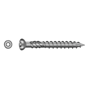 Terrasseskrue rustfri C1 (AISI 410) TX25 5,0×70 mm – hoved med fræseribber – karton med 100 stk.