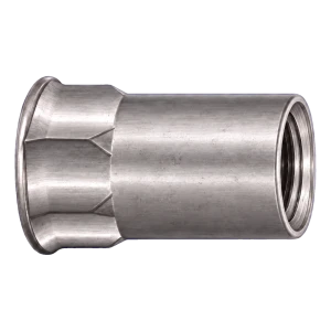 Blindnittemøtrik rustfri A2 M8×17 mm – lavt konisk hoved, delvist sekskantet skaft – karton à 250 stk.