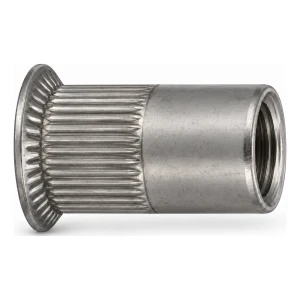 Blindnittemøtrik rustfri A4 M8×19 mm – konisk hoved, riflet skaft – karton à 250 stk.