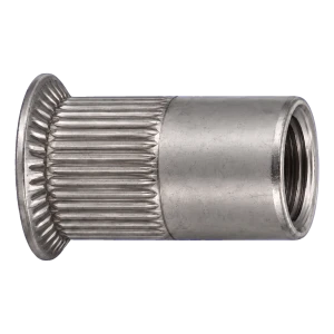 Blindnittemøtrik rustfri A4 M6×16 mm – konisk hoved, rillet skaft – karton à 250 stk.