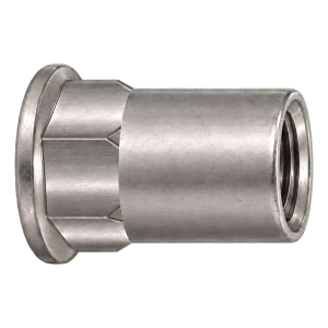 Blindnittemøtrik rustfri A4 M8×17,5 mm – fladt hoved, delvist sekskantet skaft – karton à 250 stk.