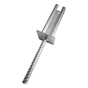Stolpefod til hegnsstolpe 60×40 mm med Ø20 mm stang – galvaniseret