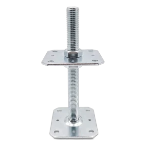 Justerbar stolpesko 110×110 mm, M24 gevind – højde 250 mm, galvaniseret