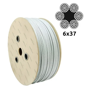 Galvaniseret ståltov Ø10,0 mm 6×37 med fiberkerne FC