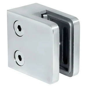 Glasholder 45x45x26 mm, glas 6-10,76 mm, AISI 304, fladt system, poleret