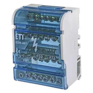 ETI 4-polet 125A 7-terminal fordelingsblok