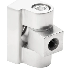 180° hængsel til glasbeslag 45 x 45 x 26 mm fladt system AISI304, satin