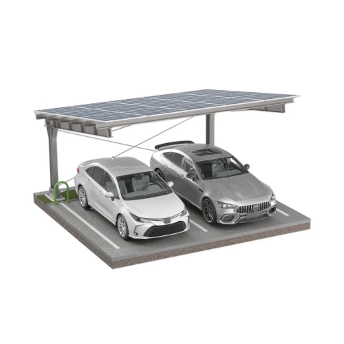 Solcellecarport til 2 køretøj L 5,7m x 5,2m Solcelleparkering GPV-101-14