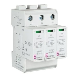 Overspændingsbeskytter ETI PV DC Type 1+2 (Klasse B+C) 1200V 3P 12,5kA 4,4kV