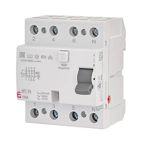 Fejlstrømsafbryder 4P 40A 30mA type AC EFI6-P4 AC 40/0,03 002061652 ETI GPV-401-73