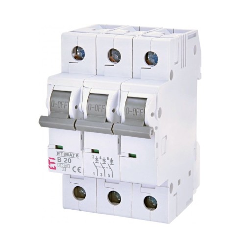 ETI Overstrømsafbryder B 20A 3P 6kA GPV-401-102