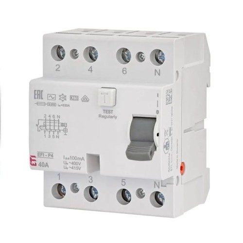 ETI fejlstrømsafbryder 4P 40A 100mA Type AC GPV-401-132