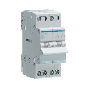 Hager Modular Installation Switch I-0-II (1-0-2) Common Point From Top 2P 40A 230V AC