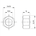 Sekskantmøtrik M20 DIN 934 A2-70 000-051 (2)