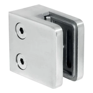 Glasbeslag 45x45x26 mm, glas 6-10,76 mm, AISI 304, fladt system, satin