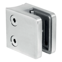Glasbeslag rektangulær 45x45x26 mm. glas 6-10,76 mm, AISI 304, system 42,4 mm, finish poleret