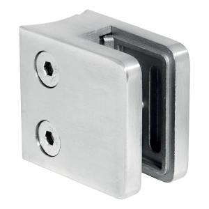 Glasbeslag rektangulær 45x45x26 mm. glas 6-10,76 mm, AISI 304, system 42,4 mm, finish poleret