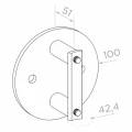 Sidemonteret stolpebeslag fi 42,4 mm til rør fi 100 mm AISI 304 satin 000-299 (2)