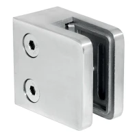 Glasholder 45x45x26 mm, glas 6-10,76 mm, AISI 316, fladt system, satin