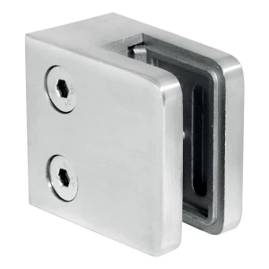 Glasholder 45x45x26 mm, glas 6-10,76 mm, AISI 316, fladt system, satin