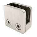 Glasholder 45x45x26 mm med pin-beslag glas 6–10,76 mm AISI 304 fladt system satin 000-268 (1)