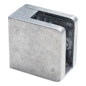 Glasholder til glas 6-10,76 mm 45x45x26 mm, beslag og pin, zamak, fladt system, rå