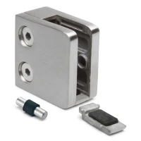 Glasholder 6-10,76 mm 45x45x26 mm beslag og pin AISI 304 fladt system blank