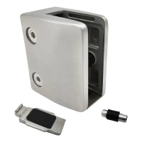 Glasholder 12-17,52 mm beslag og pin 65x55x37 mm AISI 304 fladt system satin