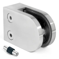 Glasholder 6-10,76 mm 50x40x26 mm pin AISI 304 fladt system poleret