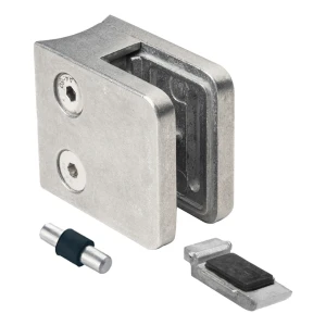 Glasholder 6-10,76 mm 45x45x26 mm beslag og pin zamak system 42,4 mm rå