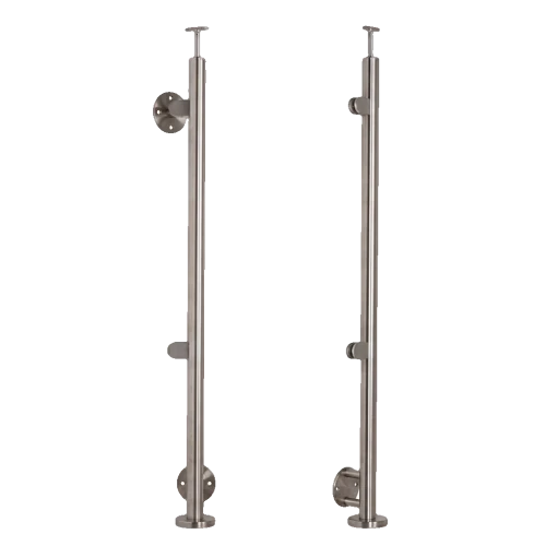Endestolpe venstre ø42,4x1230mm AISI304 sidemontage satin 000-525 (1)