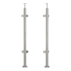 Hjørne gelænderstolpe til glas ø42,4x1060/1102,4mm 4 holdere slebet
