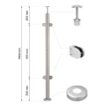 Hjørnestolpe til gelænder til glas fi 42,4x1060/1102,4mm 4 beslag slebet 000-559 (2)