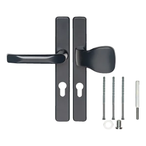 Dørhåndtag med knop og rektangulært skilt 72 mm – antracit, aluminium