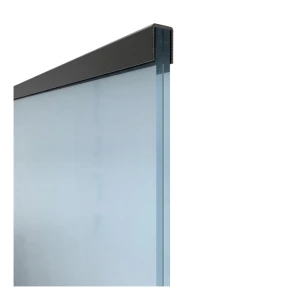 Kozza – aluminium rektangulært håndgreb til glas 12–13,52 mm, sort RAL 9005, 5 m