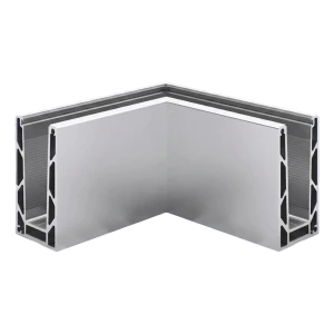 Kozza KE100 – U-profil hjørne udvendig 90° til heldglasbaluster, aluminium, mat anodiseret