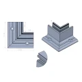 Kozza KE 105 – L-profil indvendigt hjørne 90° til helt-glas balustrader, aluminium, mat anodiseret 000-865 (2)