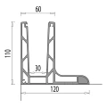 Kozza KE 105 – L-profil i aluminium til heldækket glasbalustrade 5000 mm sort 000-872 (6)