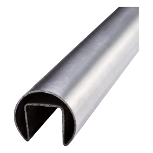 Påsat håndliste til glas ø 42,4 mm AISI 304 satin – hel-glas gelænder, L=2500 mm